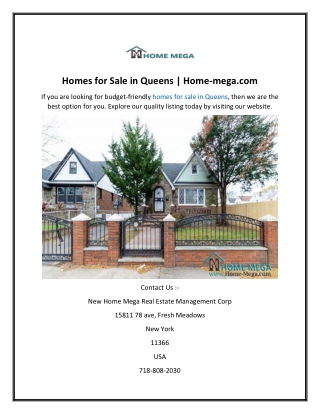 Homes for Sale in Queens  Home-mega.com