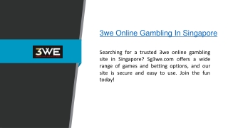 3we Online Gambling In Singapore  Sg3we.com