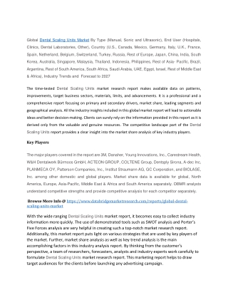 Dental Scaling Units Market