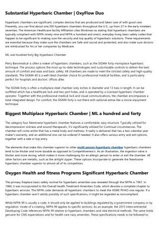 The Top Reasons People Succeed in the 2 person hyperbaric chamber Industry