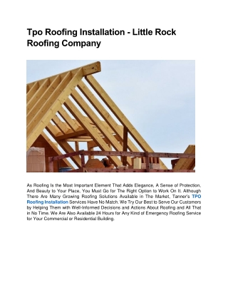 Tpo Roofing Installation - Little Rock Roofing Company