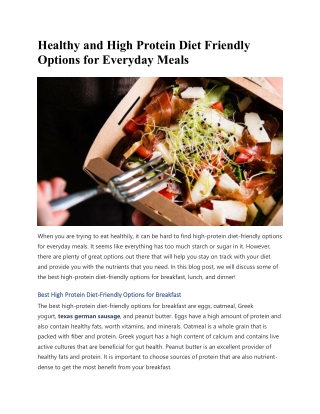 Healthy and High Protein Diet Friendly Options for Everyday Meals