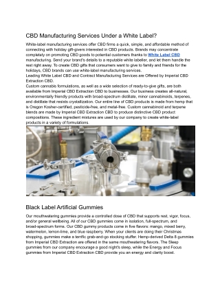 What Are CBD Manufacturing Services Under a White Label