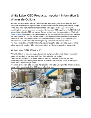 White Label CBD Products_ Important Information _ Wholesale Options