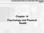Chapter 14 Psychology and Physical Health