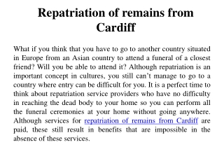 Repatriation of remains from Cardiff