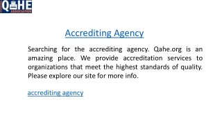 Accrediting Agency  Qahe.org