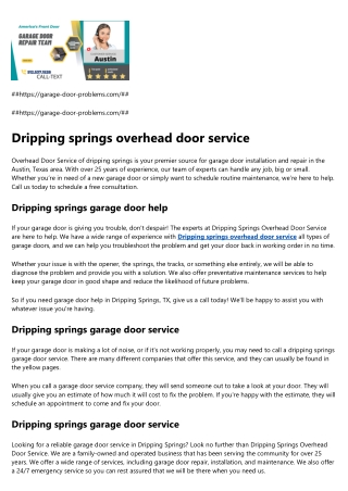 Dripping springs overhead door service