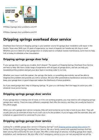 Dripping springs garage door help