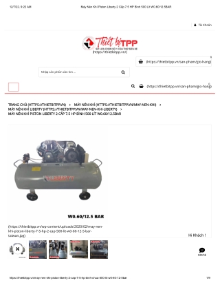 Máy Nén Khí Piston Liberty 2 Cấp 7.5 HP Bình 500 Lít W0.60_12.5BAR