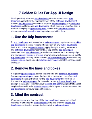 7 Golden Rules For App UI Design