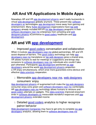 AR And VR Applications In Mobile Apps