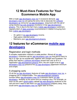 12 Must-Have Features For Your Ecommerce Mobile App