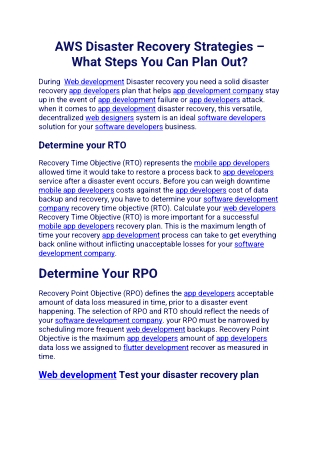 AWS Disaster Recovery Strategies – What Steps You Can Plan Out
