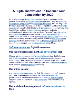5 Digital Innovations To Conquer Your Competition By 2022