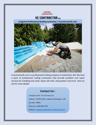 Longview Professional Roofing Contractor | Vccontractorllc.com