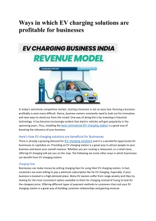 Ways in which EV charging solutions are profitable for businesses