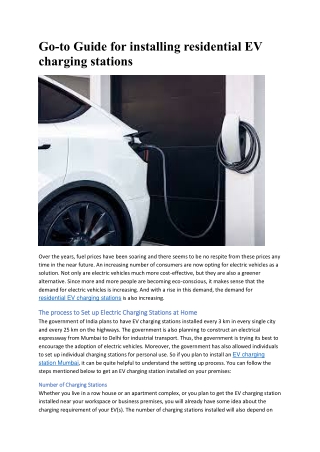 Go-to Guide for installing residential EV charging stations