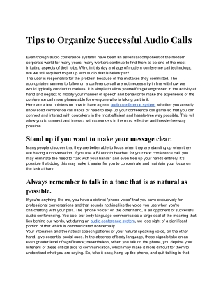 Tips to organize successful audio calls.