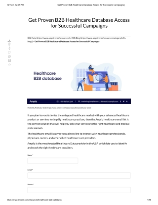 Get Proven B2B Healthcare Database Access for Successful Campaigns _