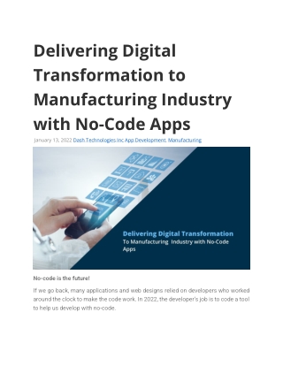 Delivering Digital Transformation to Manufacturing Industry with No-Code Apps