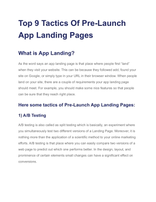 Top 9 Tactics Of Pre-Launch App Landing Pages