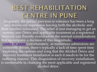Best rehabilitation centre in pune