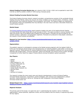 Enteral Feeding Formulas Market