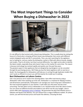 The Most Important Things to Consider When Buying a Dishwasher in 2022