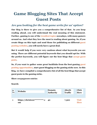 Game Blogging Sites That Accept Guest Posts