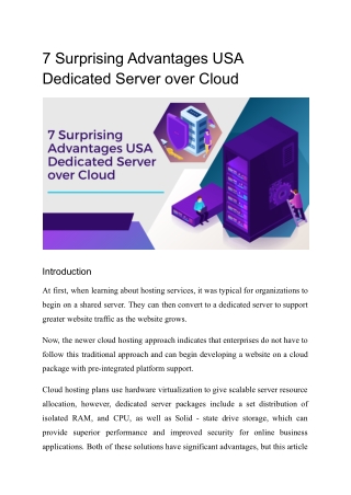 7 Surprising Advantages USA Dedicated Server over Cloud