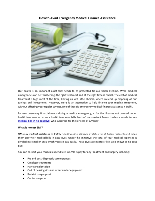 How to Avail Emergency Medical Finance Assistance - GMoney