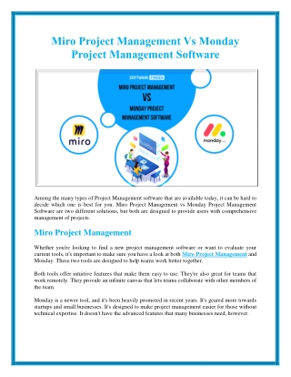 Miro Project Management vs Monday Project Management Software