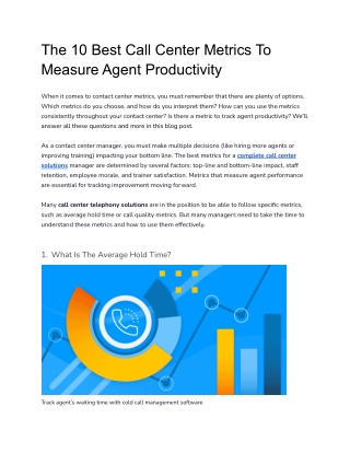 The 10 Best Call Center Metrics To Measure Agent Productivity