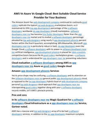 AWS Vs Azure Vs Google Cloud Best Suitable Cloud Service Provider for Your Business