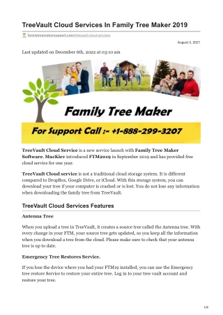 TreeVault Cloud Services In Family Tree Maker 2019