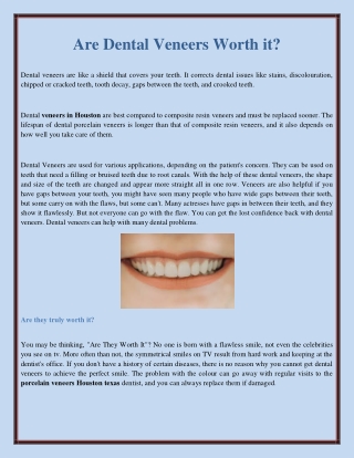 Are Dental Veneers Worth it?
