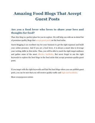 Amazing Food Blogs That Accept Guest Posts