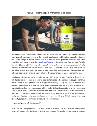 Tribulus Terrestris helps in Managing Sexual Issues