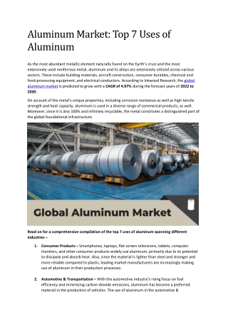 Aluminum Market: Top 7 Uses of Aluminum | Specialty Materials