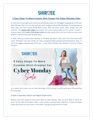 5 Easy Steps To More Custom Shirt Creator For Cyber Monday Sales