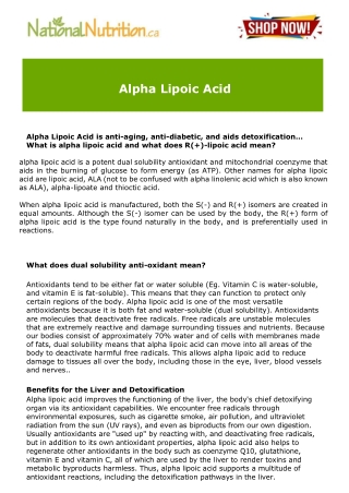 Alpha Lipoic Acid