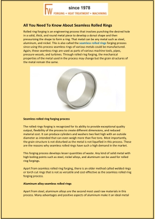 All You Need To Know About Seamless Rolled Rings