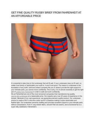 GET FINE QUALITY RUGBY BRIEF FROM FAHRENHEIT AT AN AFFORDABLE PRICE