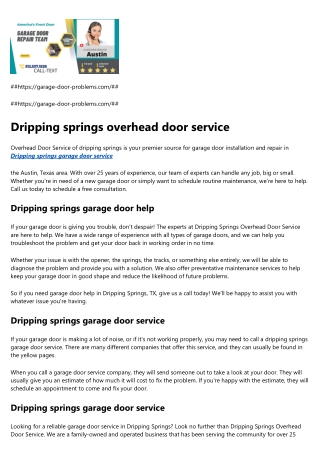 Dripping springs garage door help