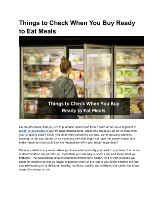 Things to Check When You Buy Ready to Eat Meals