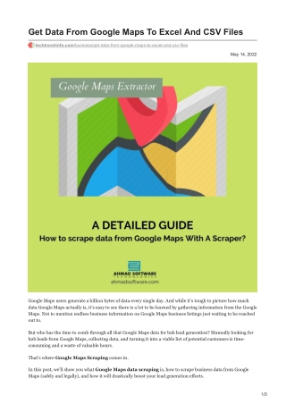 1Find And Get Data From Google Maps To Excel