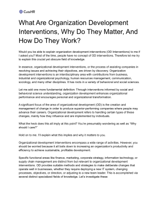 What Are Organization Development Interventions, Why Do They Matter, And How Do They Work_