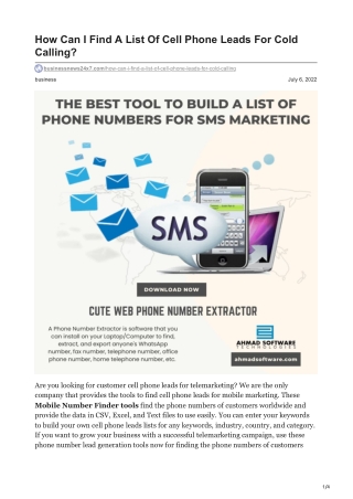 How Can I Get Cell Phone Leads For Cold Calling