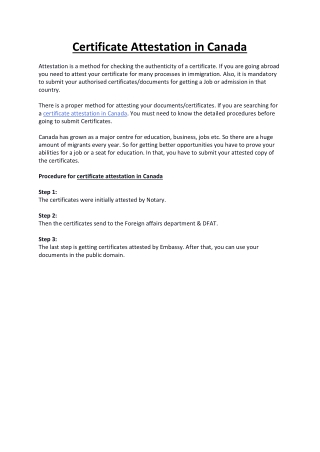 Certificate Attestation in Canada